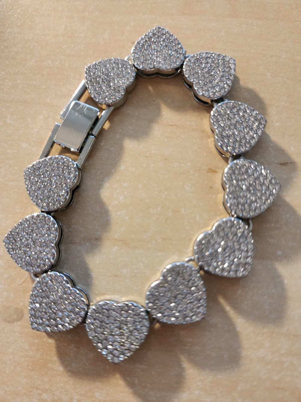 Silver Heart Pave Crystal Bracelet - Women Jewelry